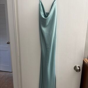 Banana Republic Sage Green Satin Cowl Neck Maxi Dress